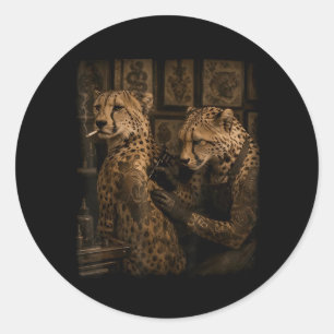 Adesivo Guepardo Retro Fumando Artista de Tatuagem Diverti