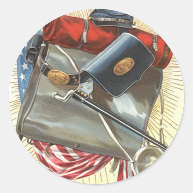Adesivo Guerra Civil EUA Flag Bayonet Canteen (Frente)