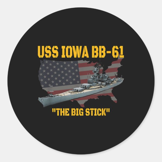 Adesivo Guerra Mundial Ii Warship Uss Iowa &amp; Ww2 Bb-61 (Frente)