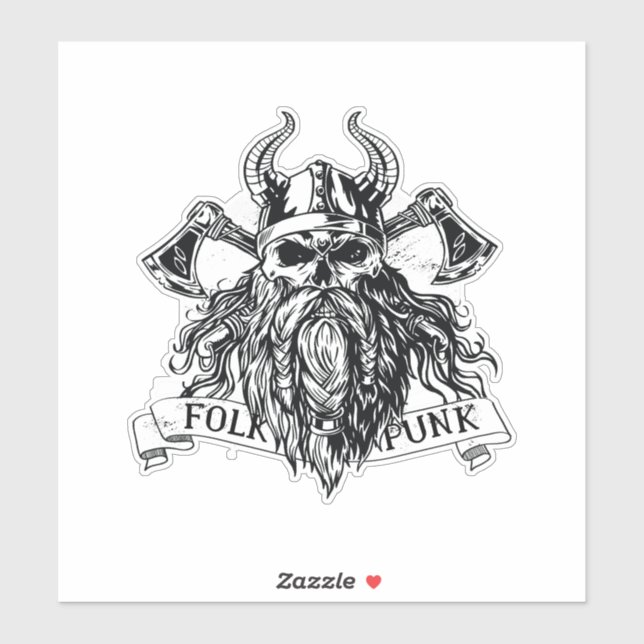 Adesivo Guerreiro de Viking com Carbordas (Folha)