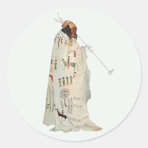 Adesivo Guerreiro Indiano com Pipe Retrato de Karl Bodmer