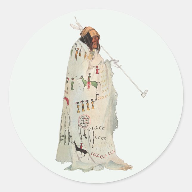 Adesivo Guerreiro Indiano com Pipe Retrato de Karl Bodmer (Frente)