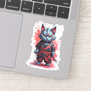 Adesivo Guerreiro Ninja Gato Cinza Aquarela Legal