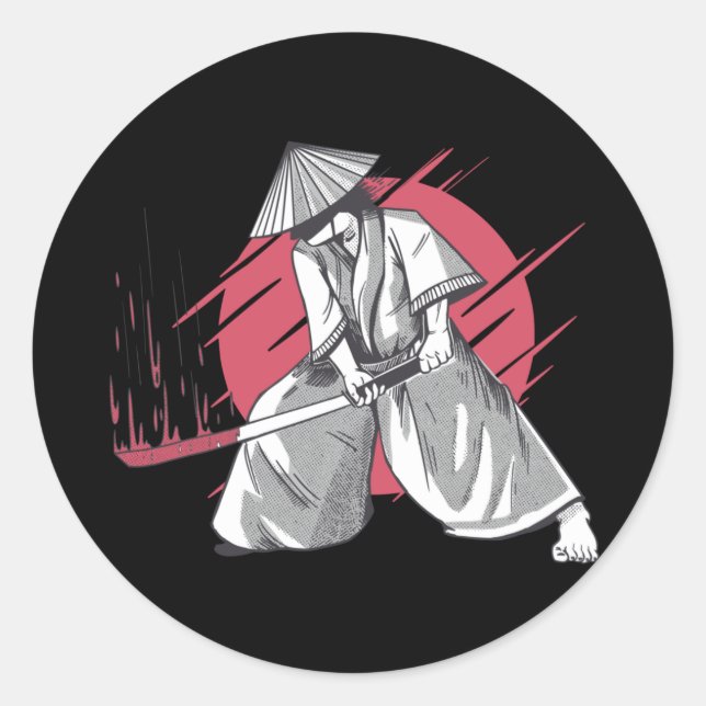 Adesivo Guerreiro Samurai Ataca com Katana (Frente)