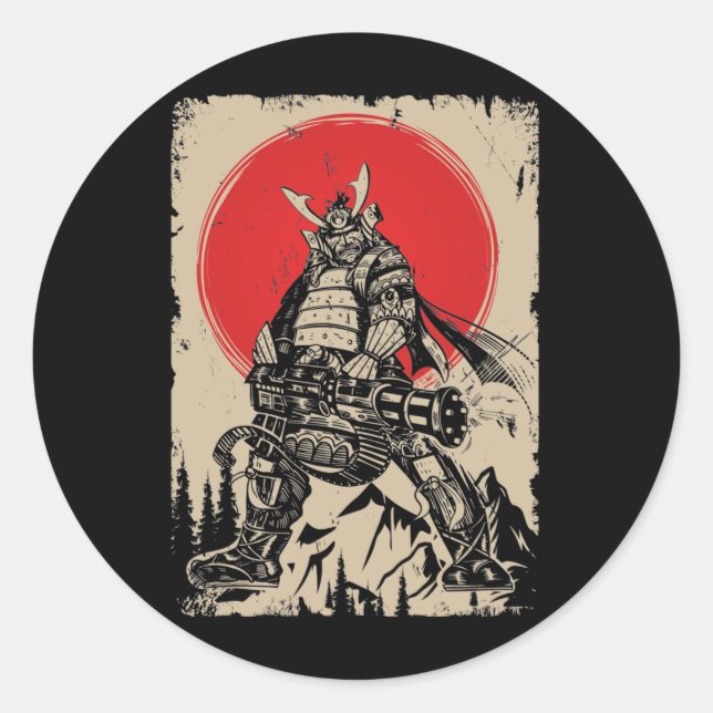 Adesivo Guerreiro Samurai Japonês com Arma (Frente)