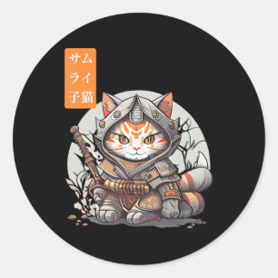 Adesivo Guerreiro Samurai Japonês Kawaii Cat Anime Lover