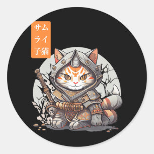 Adesivo Guerreiro Samurai Japonês Kawaii Cat Anime Lover