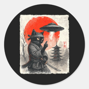 Adesivo Guerreiro Samurai Ninja Gato OVNI Japonês Anime En