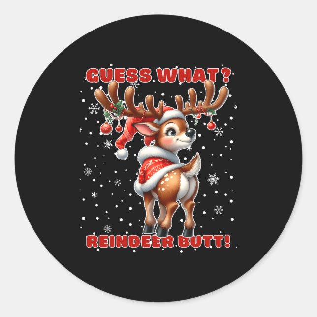 Adesivo Guess What Reindeer Butt Funny Christmas Humor Red (Frente)