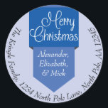 Adesivo Guia Azul Merry Christmas Name & Address Sticker<br><div class="desc">Mande-lhe Cartões de natal em estilo com esta Guia Azul,  Feliz Nome de Natal e Adesivo de Endereços.</div>