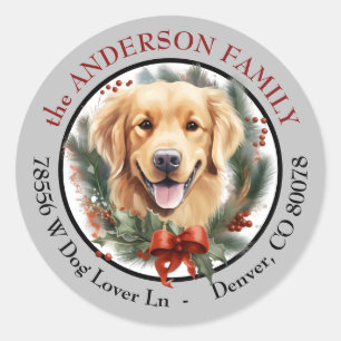 Adesivo Guia de Endereço de Natal com Retriever Dourado