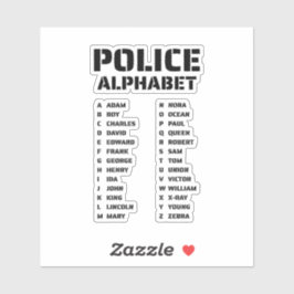 Adesivo Guia do Alfabeto Fonético Policial