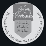 Adesivo Guia Silver Merry Christmas Name & Address Sticker<br><div class="desc">Mande-lhe Cartões de natal com estilo com este Silver Tab Merry Christmas Name & Address Sticker.</div>