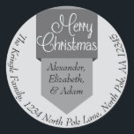 Adesivo Guia Silver Merry Christmas Name & Address Sticker<br><div class="desc">Mande-lhe Cartões de natal com estilo com este Silver Tab Merry Christmas Name & Address Sticker.</div>