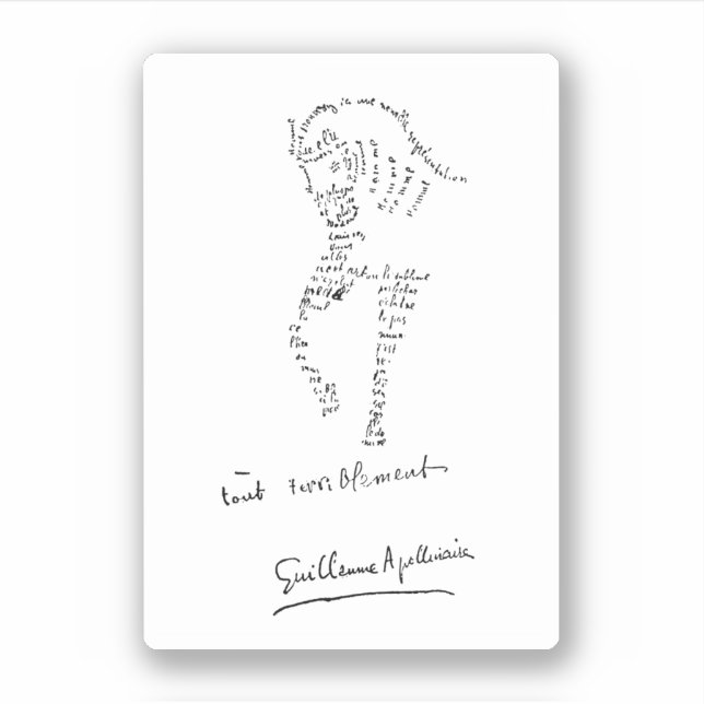 Adesivo Guillaume Apollinaire, Calligramme Cheval (Frente)