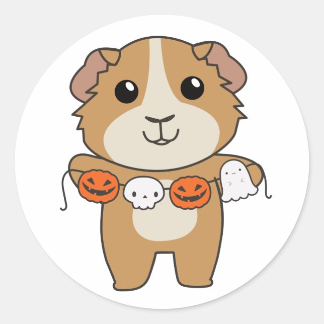 Adesivo Guiné Pig Feliz Halloween Pumpkin Figurume Clássic (Frente)