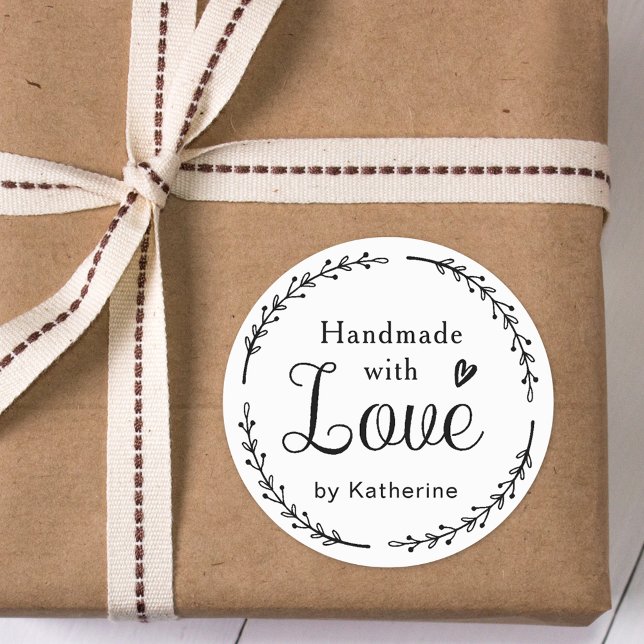 Adesivo Guirlanda Botânica Rústica Feita à Mão com Amor (Criador carregado)