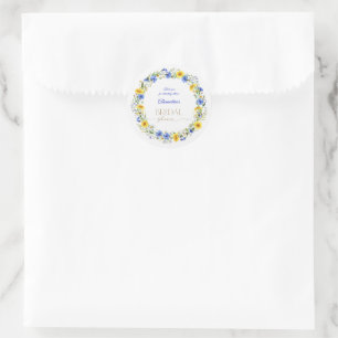 Adesivo Guirlanda de Flores Silvestres Azul Amarelo Lavand