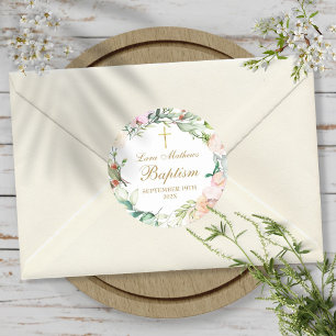 Adesivo Guirlanda de Rosa Florestal Batismo Batizado