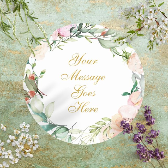 Adesivo Guirlanda de Rosas de Verão Doce (Sweet Summer Roses Garland Classic Round Sticker)