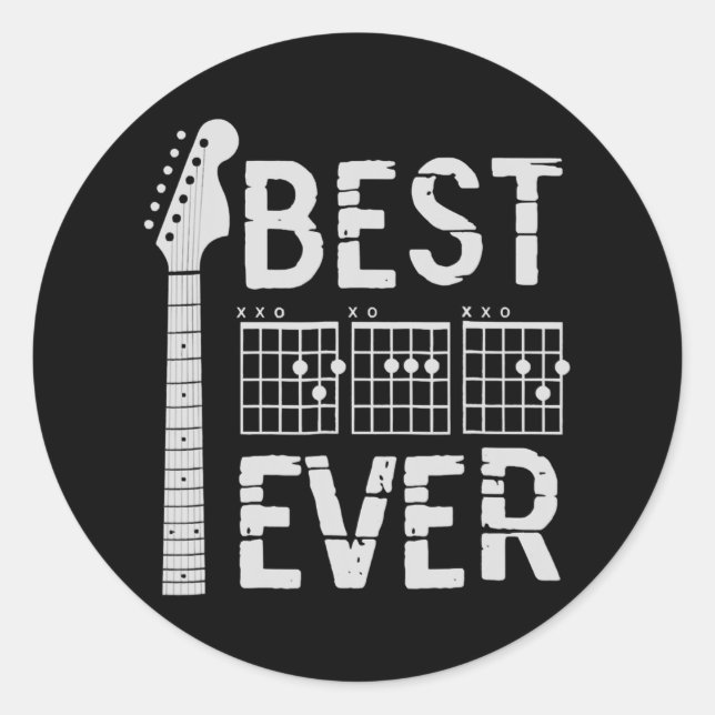 Adesivo Guitar Best Dad Ever Chord Guitarist Father's Day (Frente)