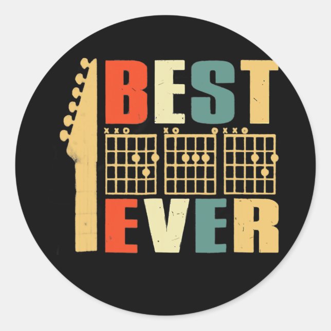 Adesivo Guitar Best Dad Ever Chord Guitarist Father's Day (Frente)
