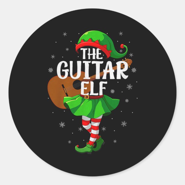 Adesivo Guitar Elf Christmas Girls Women Elf Squad Xmas Fa (Frente)
