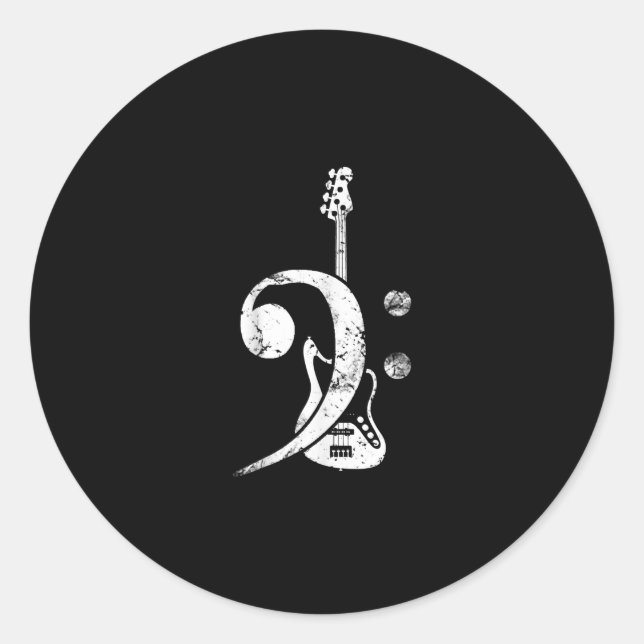 Adesivo Guitar Lover | Bass Clef Bass Guitar (Frente)