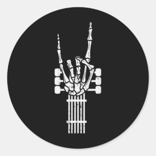 Adesivo Guitar Skeleton Rock N Roll Rocker Sinal Punk Hall