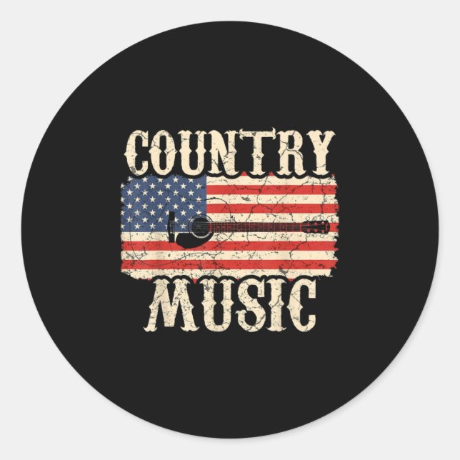 Adesivo Guitarist Country Music Guitar American Flag Birth (Frente)