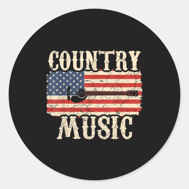 Adesivo Guitarista Country Music Guitar American Flag Bira (Frente)