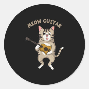 Adesivo Guitarista Meow Guitar Cuide Gato Jogando Violão X