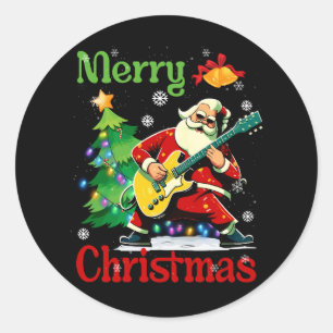 Adesivo Guitarista Santa Claus Feliz Músico de Natal Por