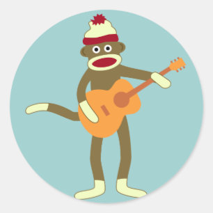 Adesivo Guitarra acústica do macaco da peúga