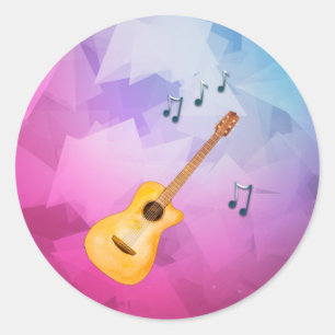 Adesivo Guitarra Acústica Notas de Música Geométrica Fu