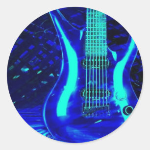 Adesivo Guitarra azul de néon