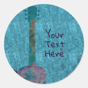 Adesivo Guitarra de Aquarela Festa de Aniversário Musical 