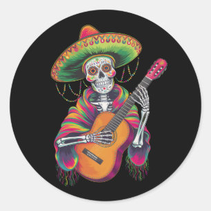Adesivo Guitarra de Festa Crânio Esqueleto Cinco De Mayo