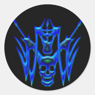 ADESIVO GUITARRA E CRÂNIO AZUIS