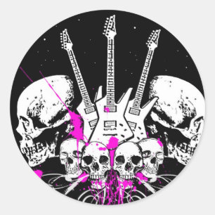 Adesivo guitarra e crânios