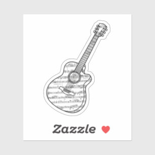 Adesivo Guitarra e Notas Musicais