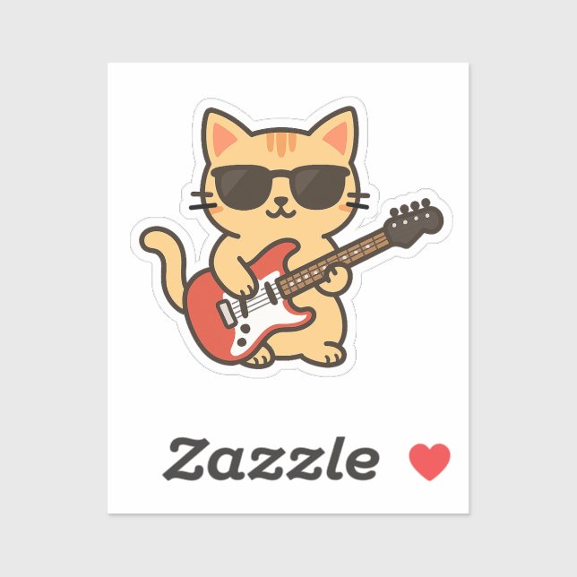 Adesivo Guitarra Elétrica Cool Cat (Folha)