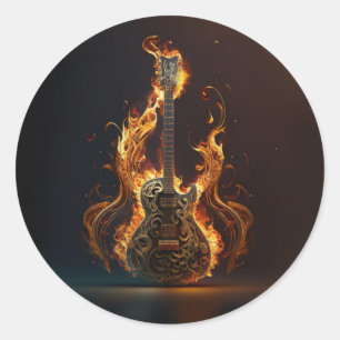 Adesivo Guitarra elétrica em chamas