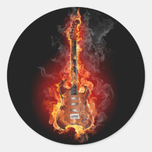 Adesivo Guitarra flamejante da rocha