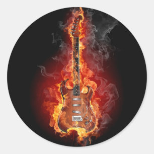 Adesivo Guitarra flamejante da rocha