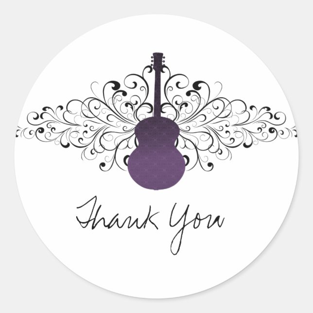 Adesivo Guitarra Roxa Obrigado Stickers (Frente)