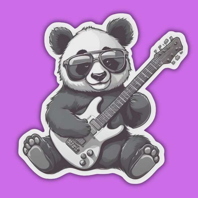 Adesivo Guitarra tocando Panda à Prova de Água (Criador carregado)
