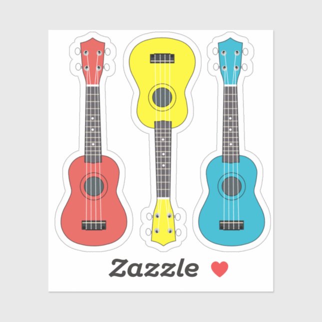 Adesivo Guitarra Ukulele em caixa de cores (Folha)