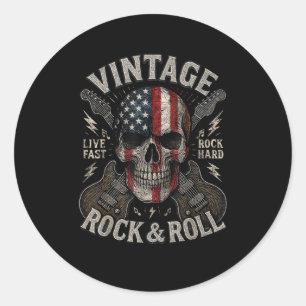 Adesivo Guitarra Vintage Rock Caveira Bandeira Americana R