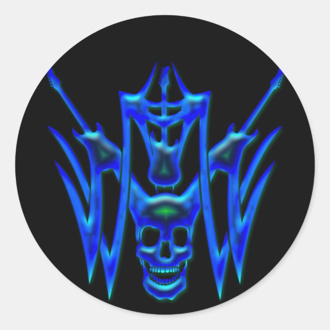 ADESIVO GUITARRAS AZUIS E CRÂNIO (Frente)